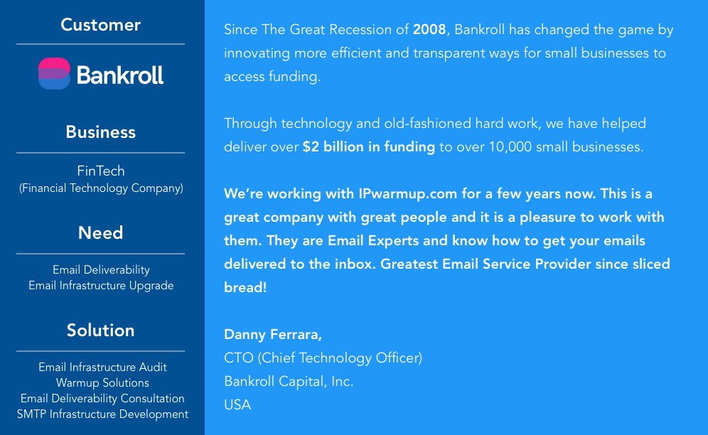 Success Story - Bankroll Capital, Inc.